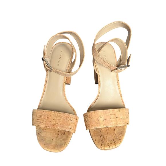 Ann Taylor Leda Natural Cork Block High Heel Sandal Size 8 1/2 - Picture 3 of 10